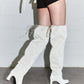 Drawstring Thigh-High Boots White