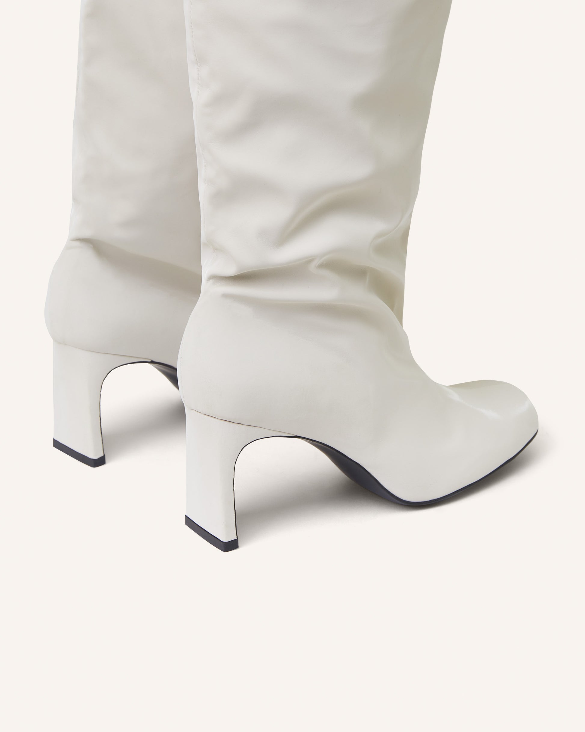Drawstring Thigh-High Boots White