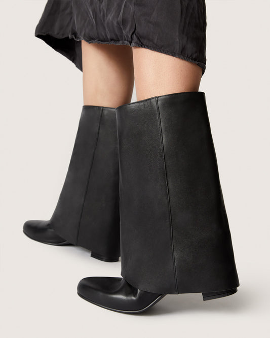 Folded Long Boots Black